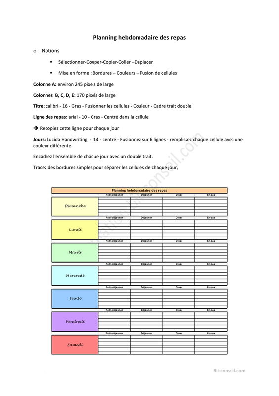 Planning des repas