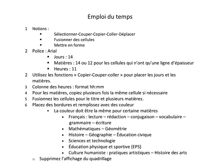 Emploi du temps