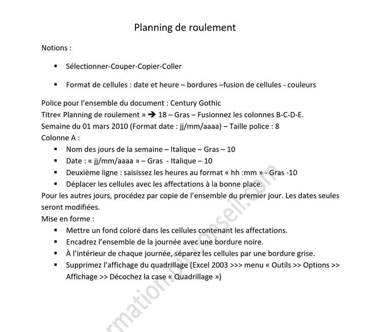 Planning de roulement
