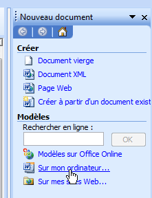 Nouveau volet office 2003