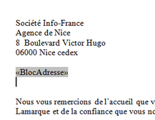 Bloc adresse