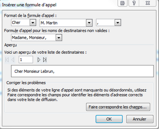 Formule d'appel