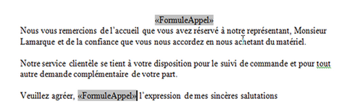 Formule d'appel